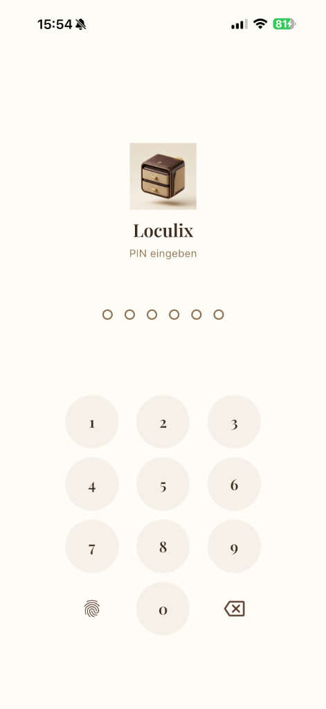 Loculix Sicherheit – PIN & Biometrie Schutz